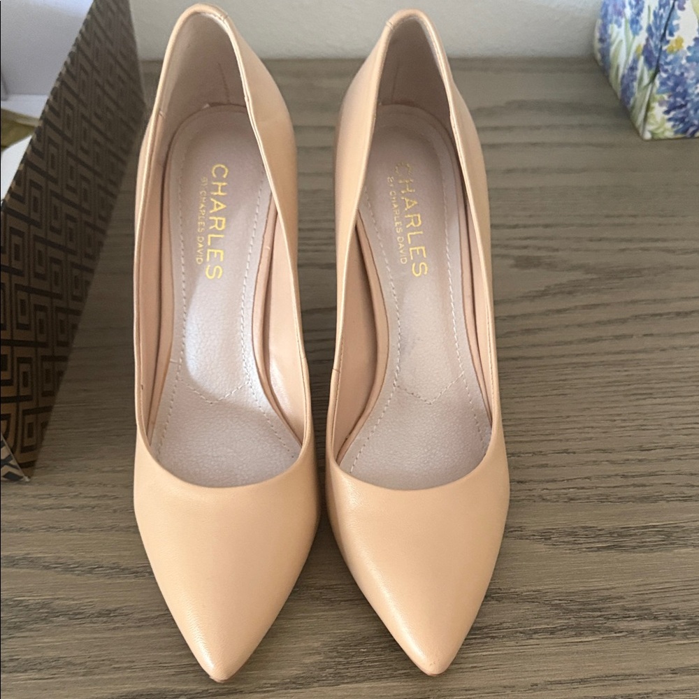 Charles David Nude Leather Heels